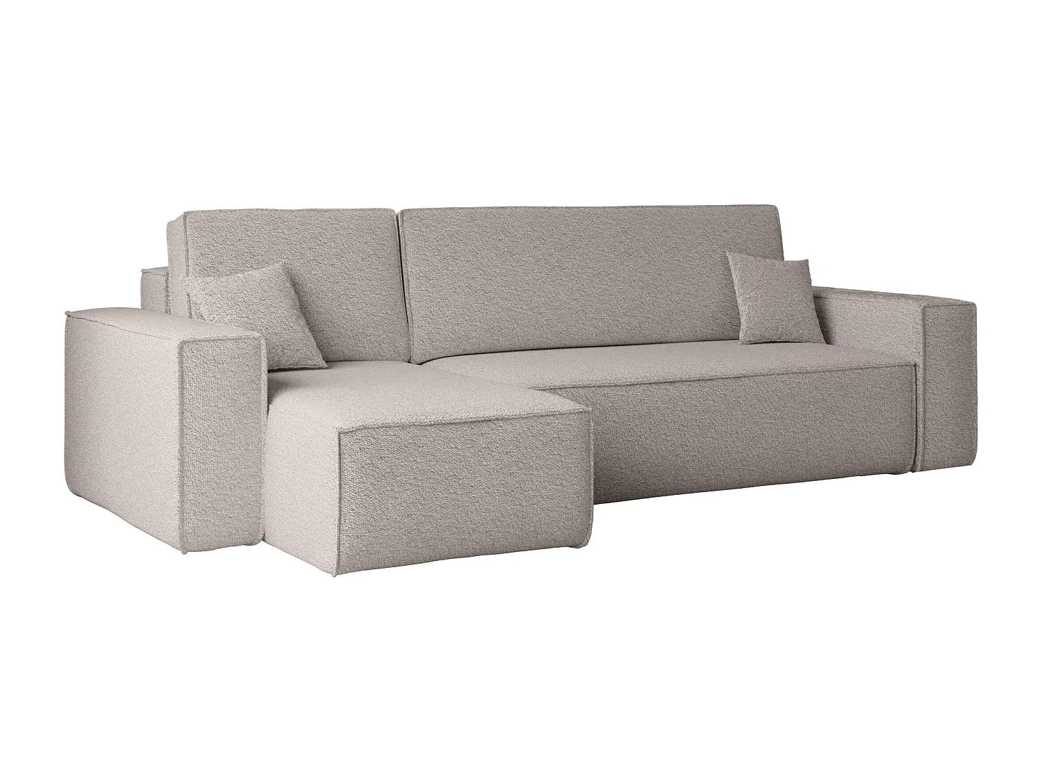 Ecksofa mit Schlaffunktion und Stauraum, Dunkelbeige Links-Basneoion