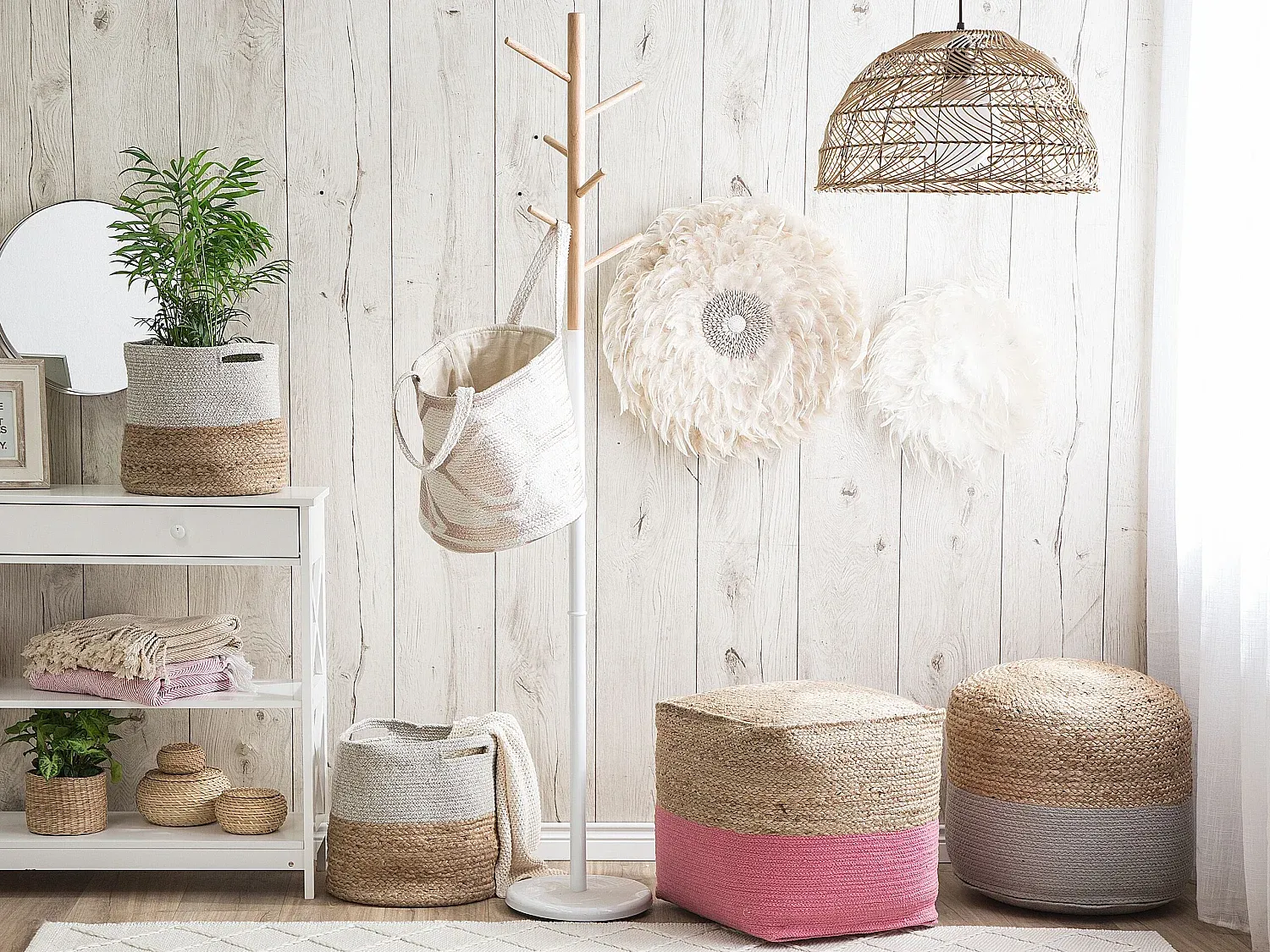 Rosa Pouf 44 x 44 cm Sitzhocker-Basneoion