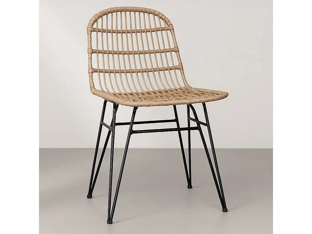 Gewebter Rattanstuhl für Esszimmer im Bohème-Stil-Basneoion