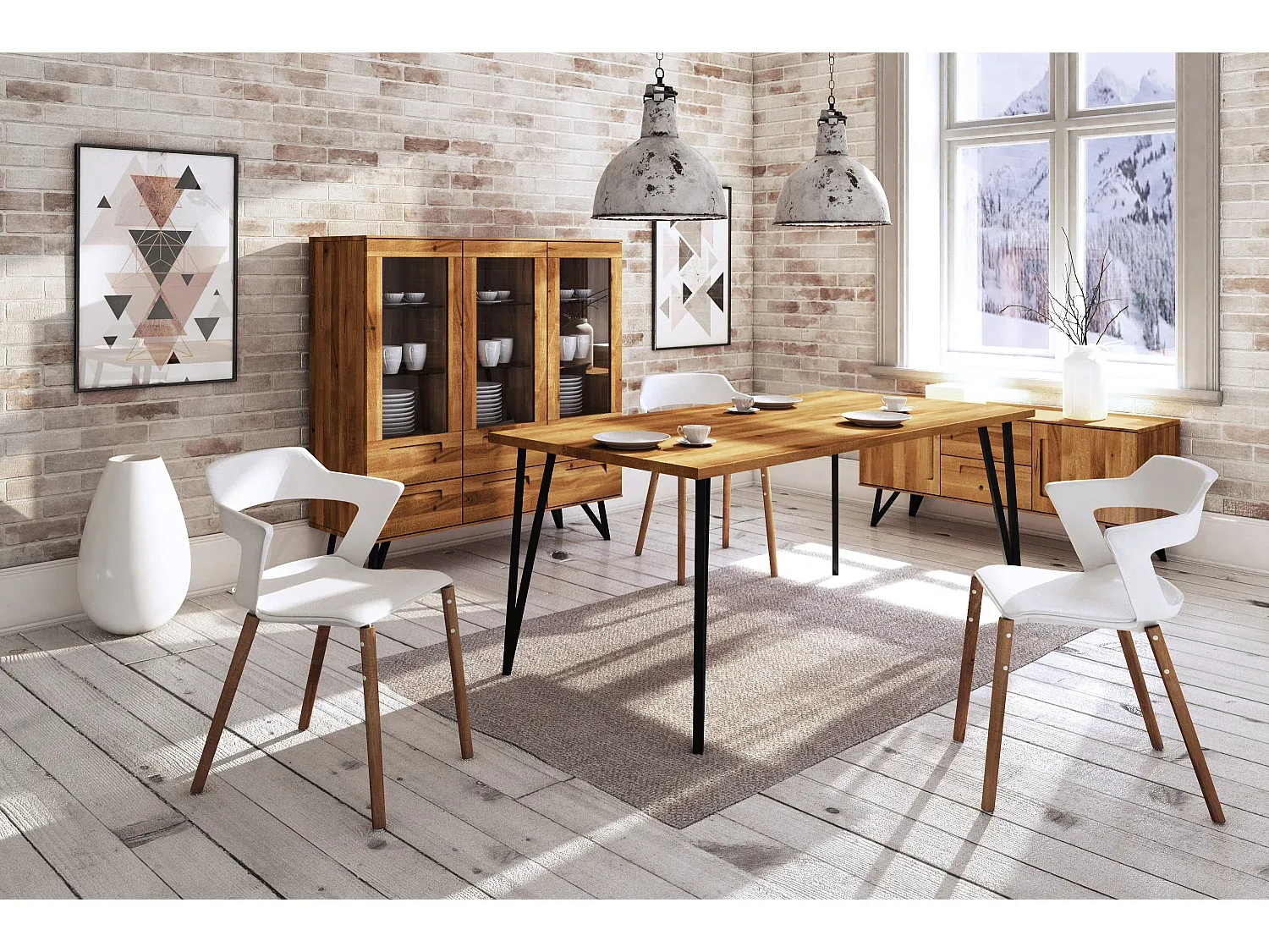 Esstisch aus Wildeiche in Naturöl-Finish, 90 x 120 cm-Basneoion