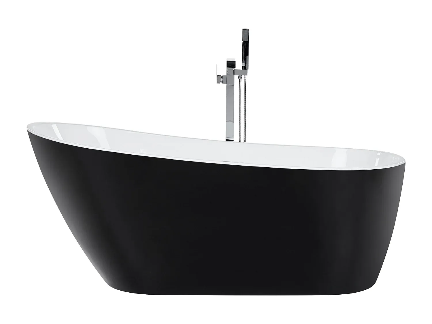 Freistehende schwarze ovale Badewanne 170 x 78 cm-Basneoion