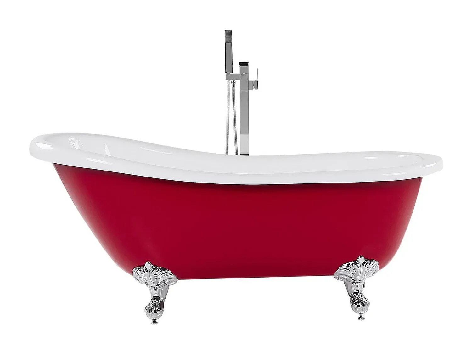Freistehende rote ovale Badewanne 170 x 76 cm-Basneoion