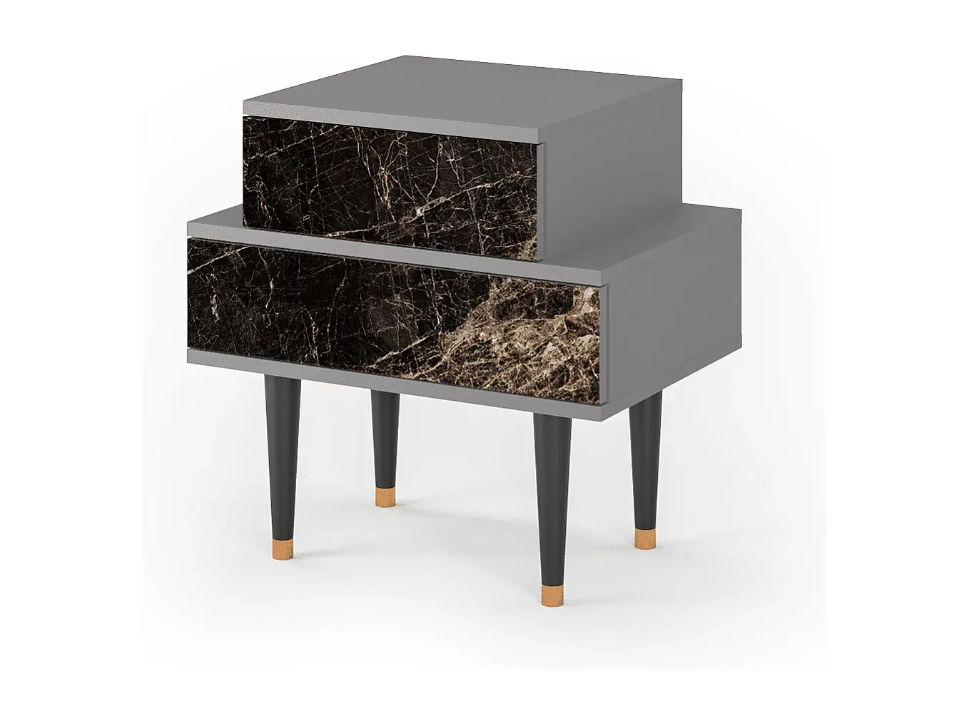 Moderner Nachttisch in Grau mit Stauraum-Basneoion