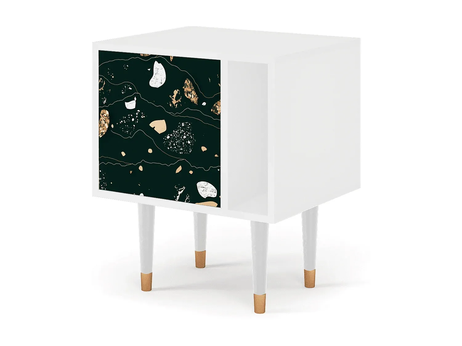 Moderner Nachttisch in Weiß mit Stauraum-Basneoion