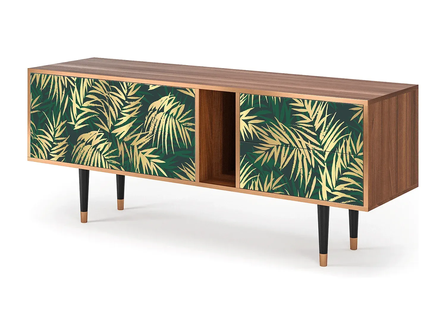 Modernes TV-Regal mit Stauraum, Walnuss-Basneoion