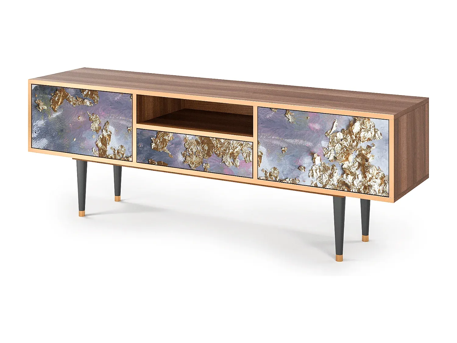 Moderner TV-Schrank mit Walnuss-Oberfläche, 170 cm-Basneoion