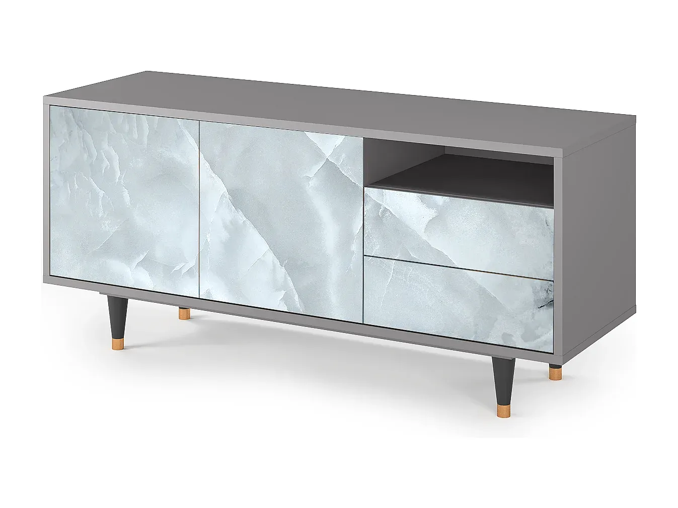 Moderner TV-Schrank in Grau - Kompakte Größe-Basneoion