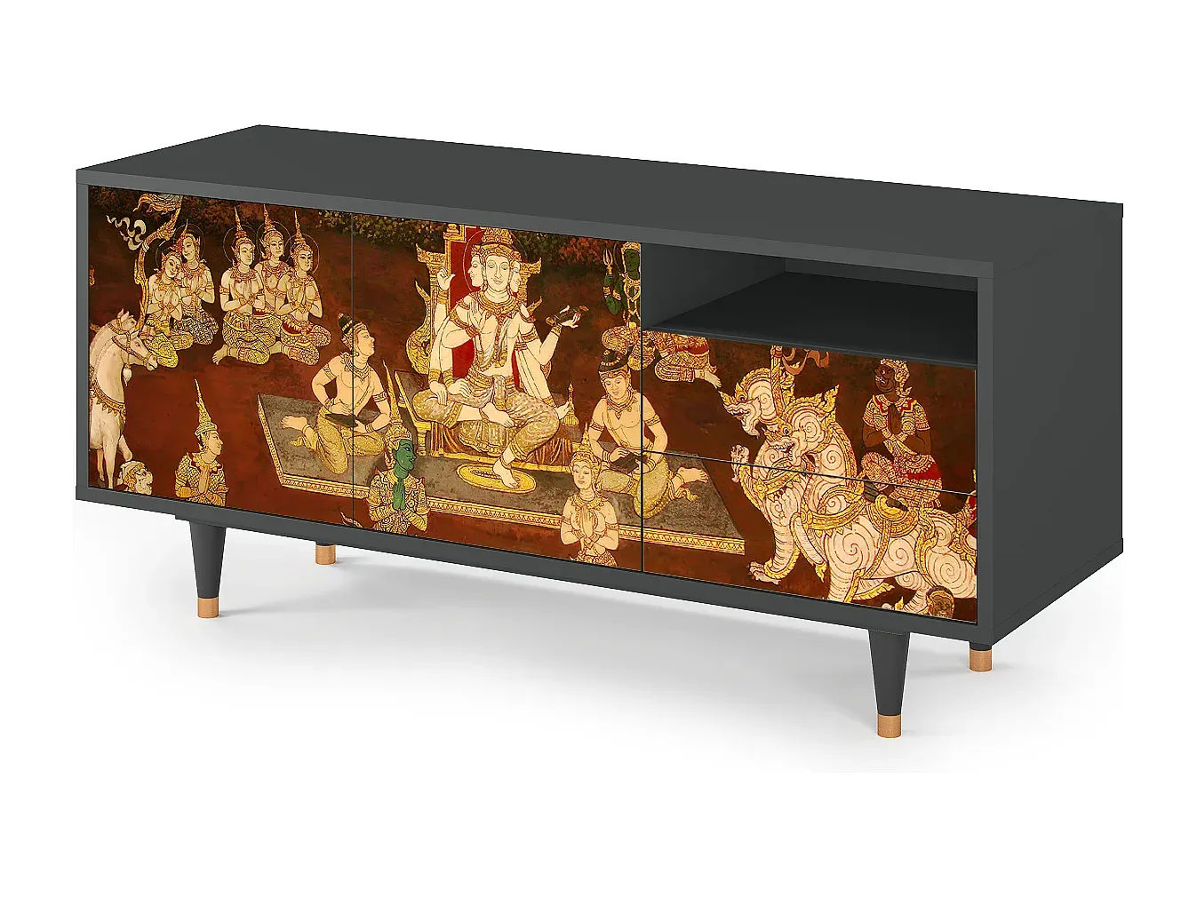 Moderner TV-Schrank in Anthrazit, 125x56x41 cm-Basneoion