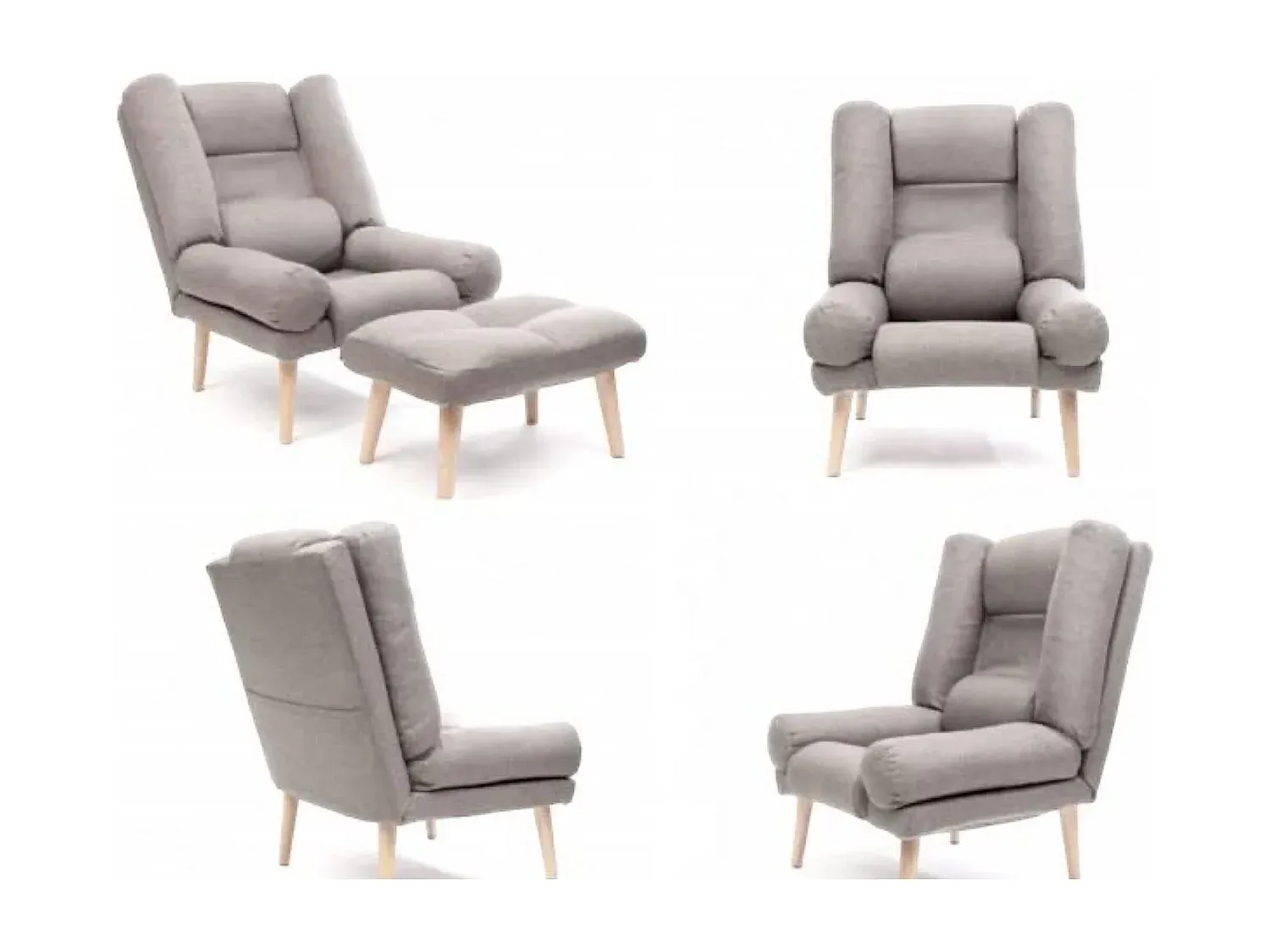 Verstellbarer Relaxsessel mit Fußhocker in Rosa-Basneoion