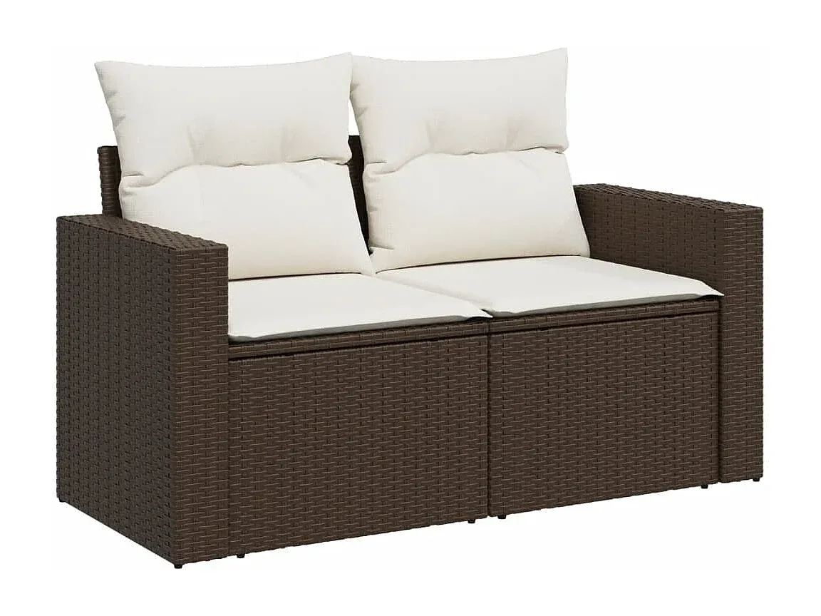 Garten-Lounge Set mit Kissen, Poly Rattan, Braun-Basneoion