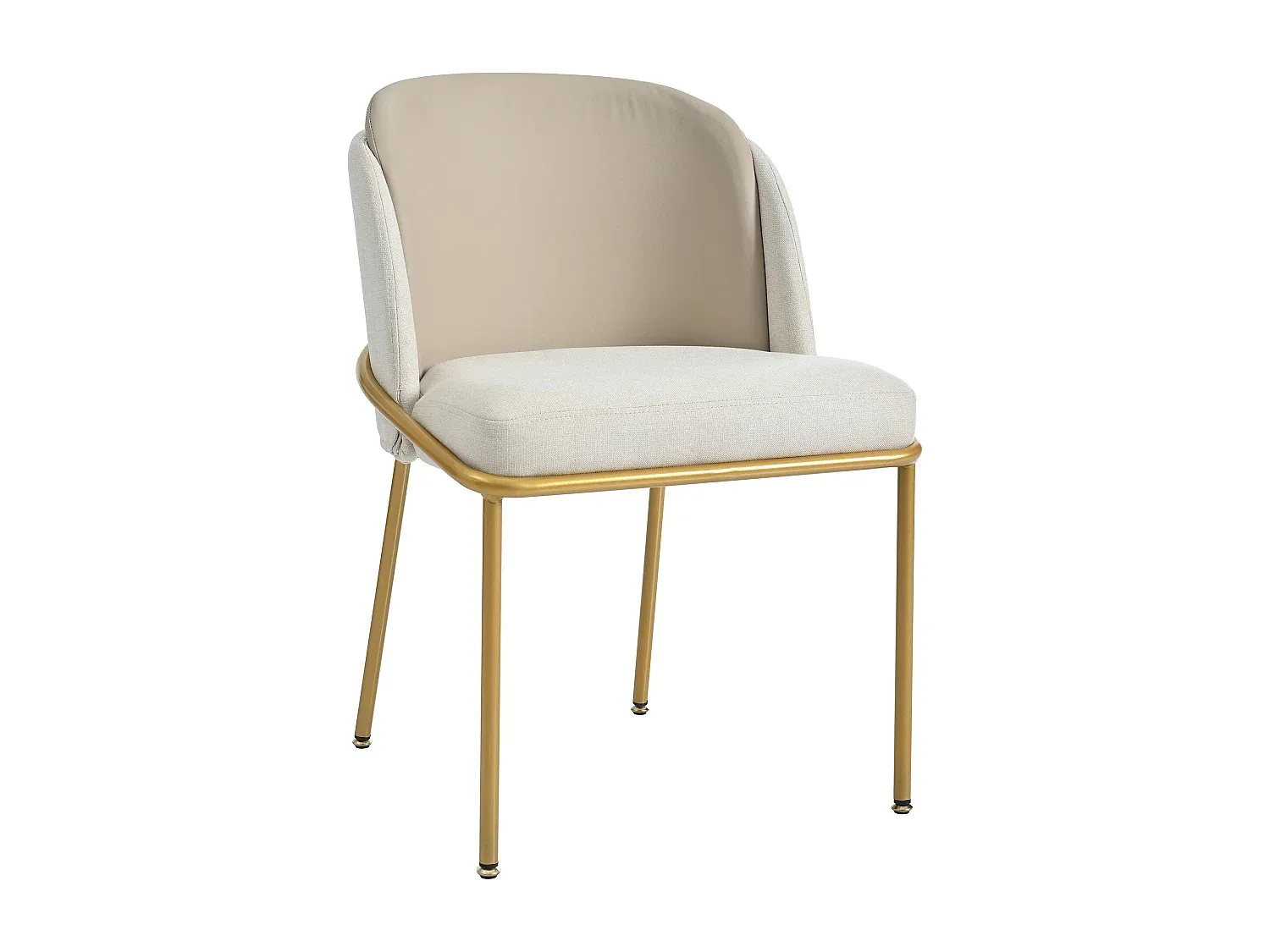 Moderner Esszimmerstuhl im 4er-Set, Leinen und Kunstleder, Metallbeine, Beige-Basneoion