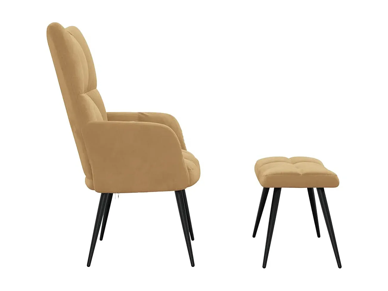 Bequemer Sessel mit Fußhocker aus Samt, Braun-Basneoion