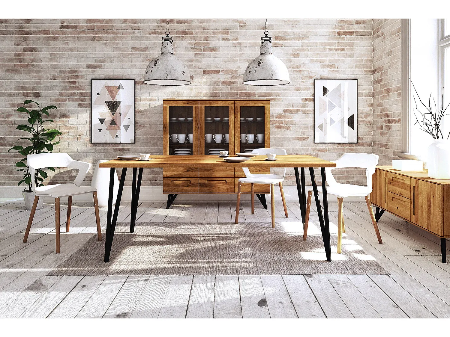 Esstisch aus Wildeiche in Naturöl-Finish, 90 x 120 cm-Basneoion