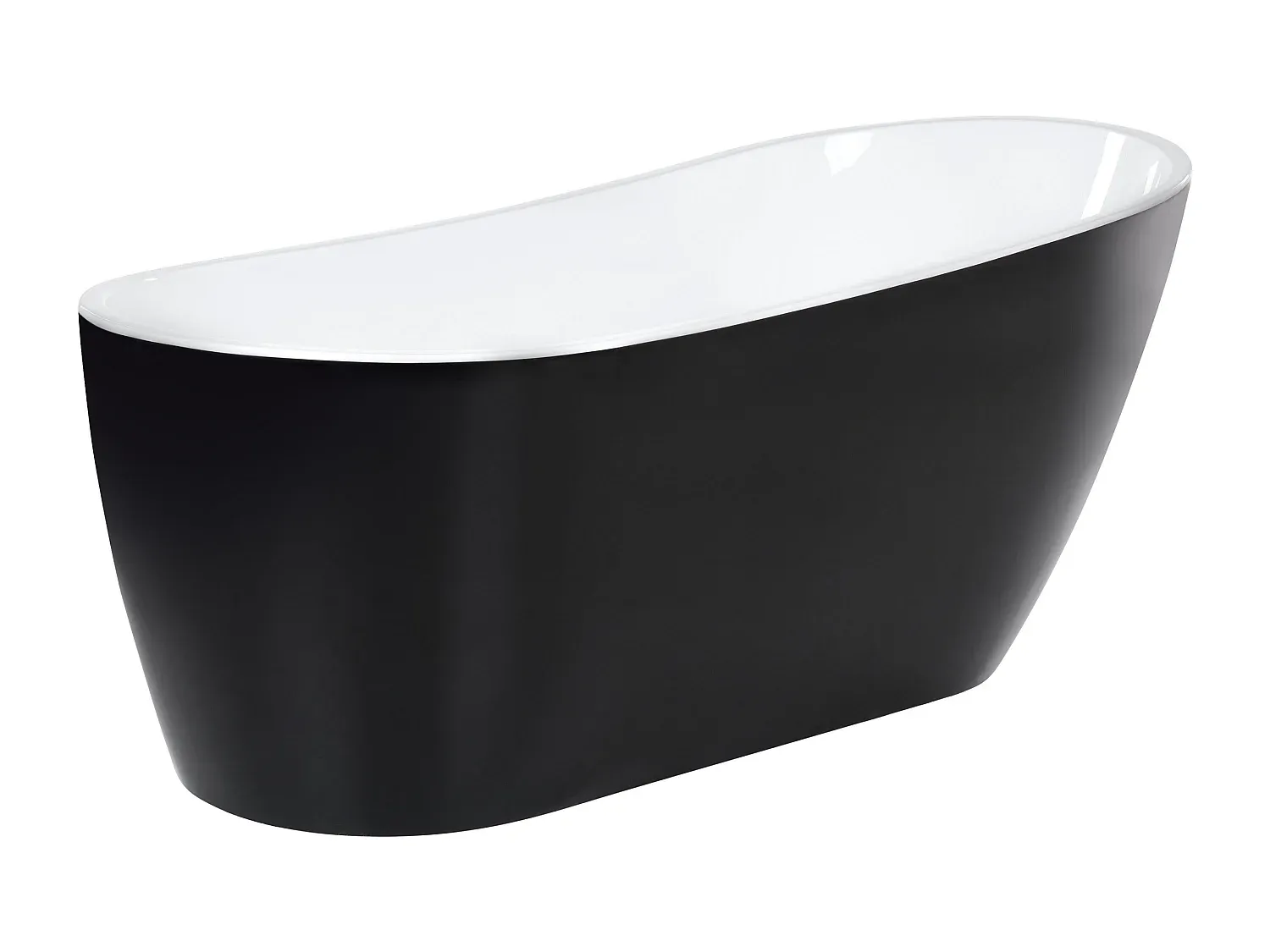 Freistehende schwarze ovale Badewanne 170 x 78 cm-Basneoion