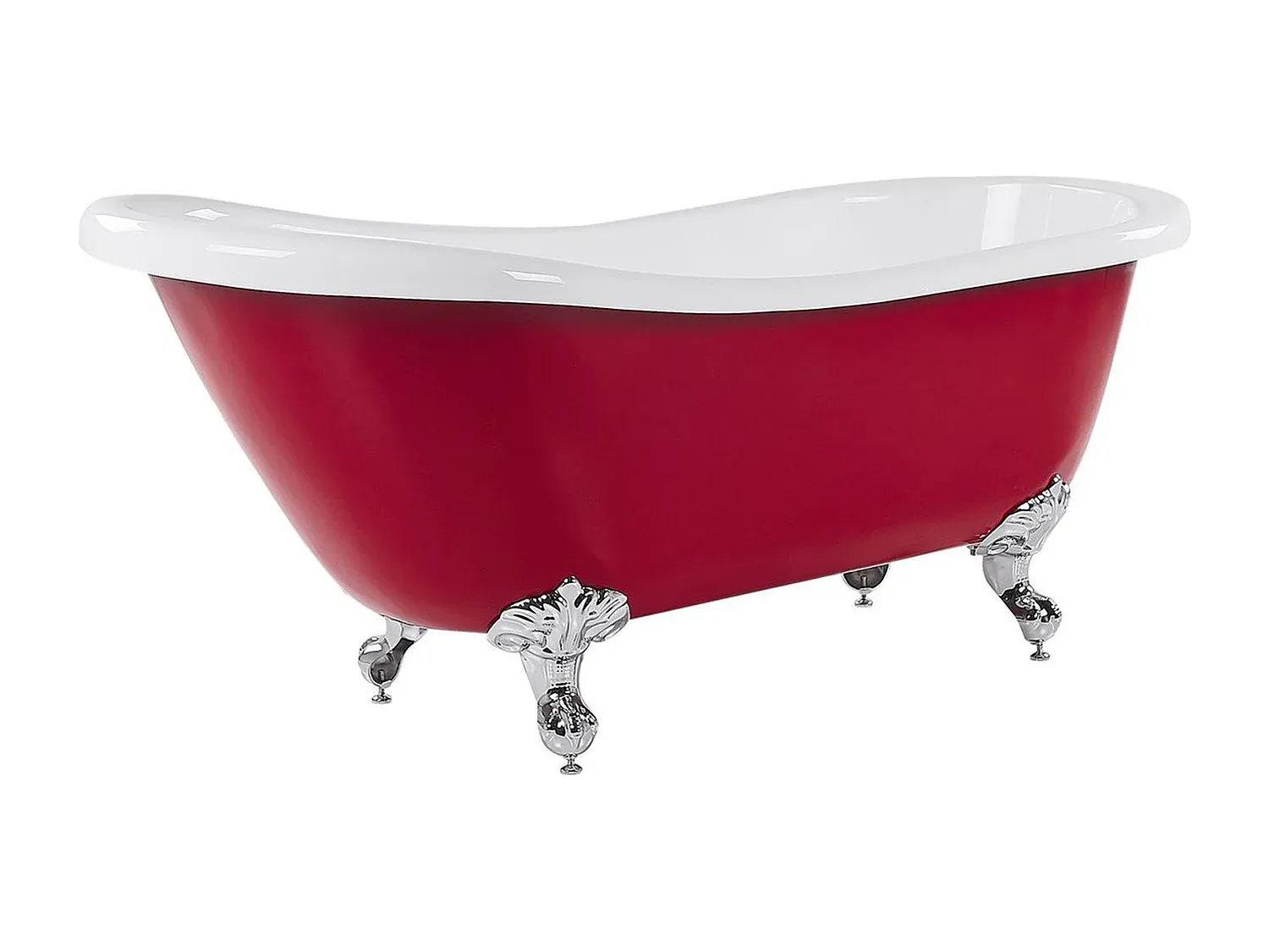 Freistehende rote ovale Badewanne 170 x 76 cm-Basneoion