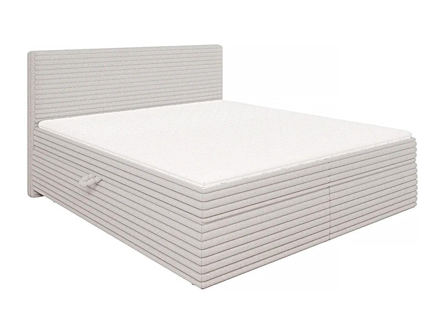 Boxspringbett 180x200 mit Topper und Bettkästen in Hellgrau-Basneoion