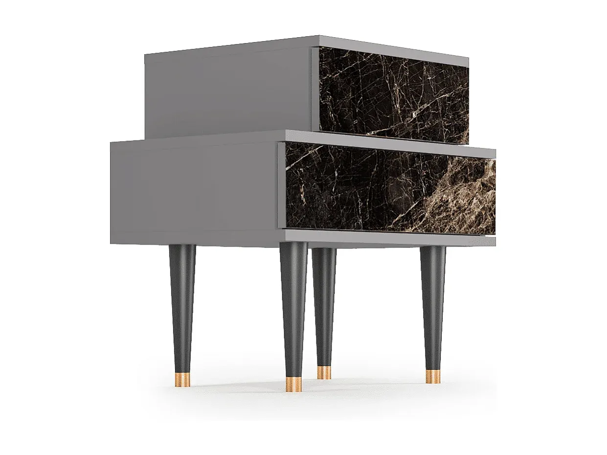 Moderner Nachttisch in Grau mit Stauraum-Basneoion