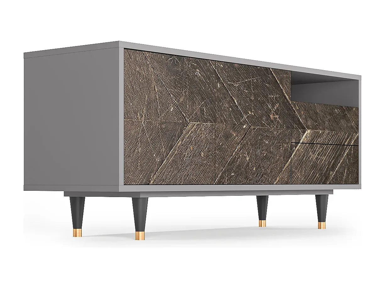 Moderner TV-Schrank mit großem Stauraum, Grau-Basneoion