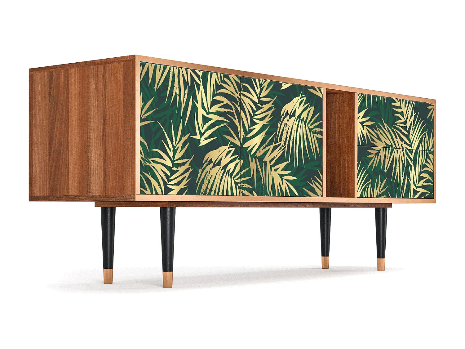 Modernes TV-Regal mit Stauraum, Walnuss-Basneoion