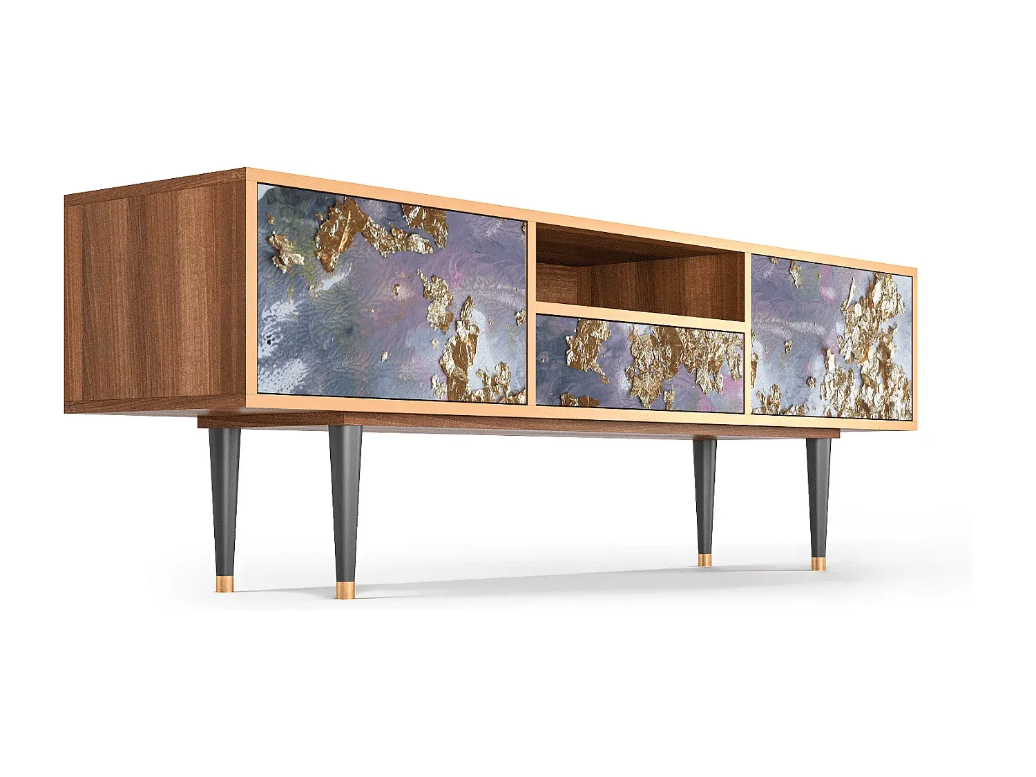 Moderner TV-Schrank mit Walnuss-Oberfläche, 170 cm-Basneoion