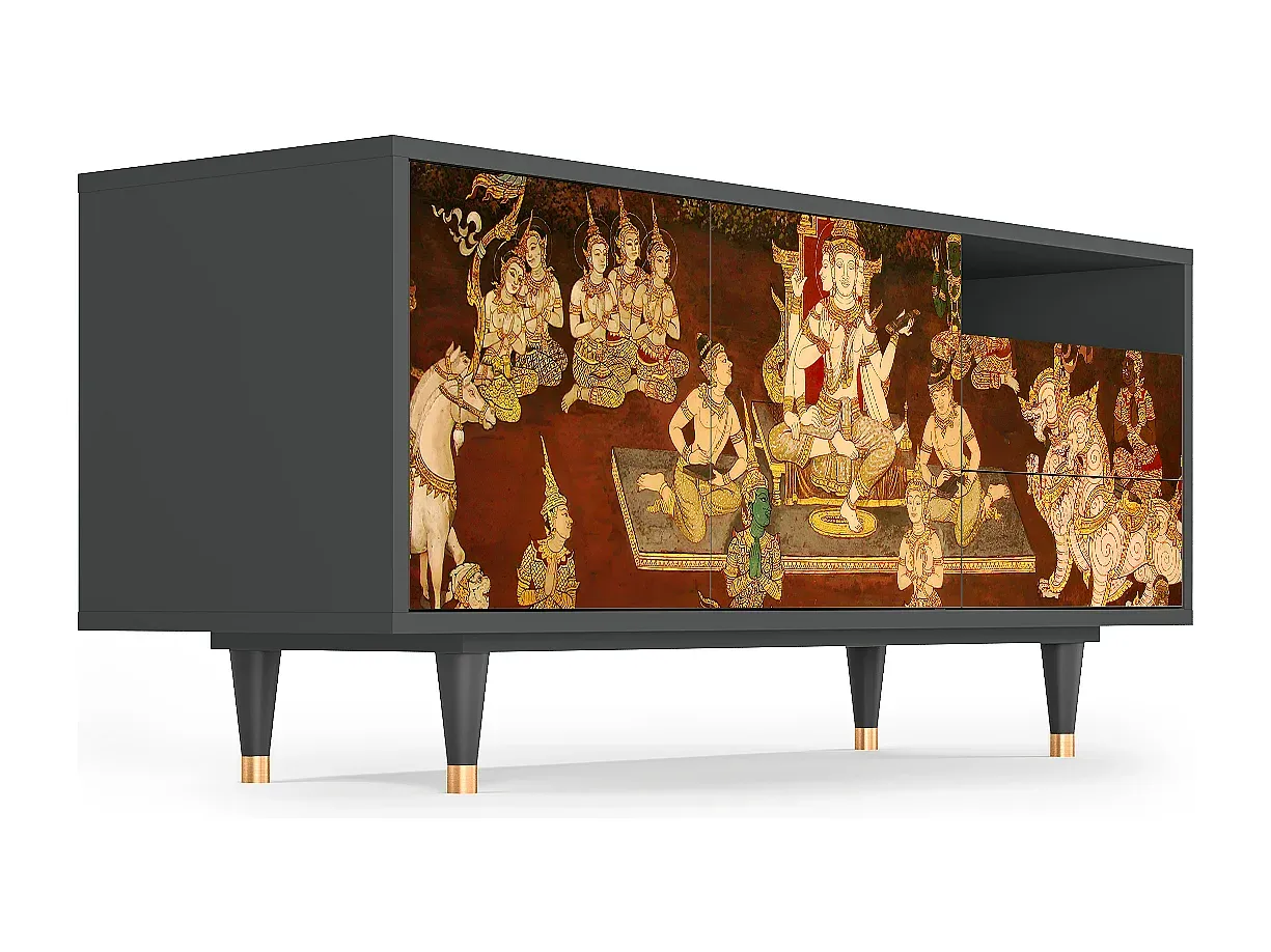 Moderner TV-Schrank in Anthrazit, 125x56x41 cm-Basneoion