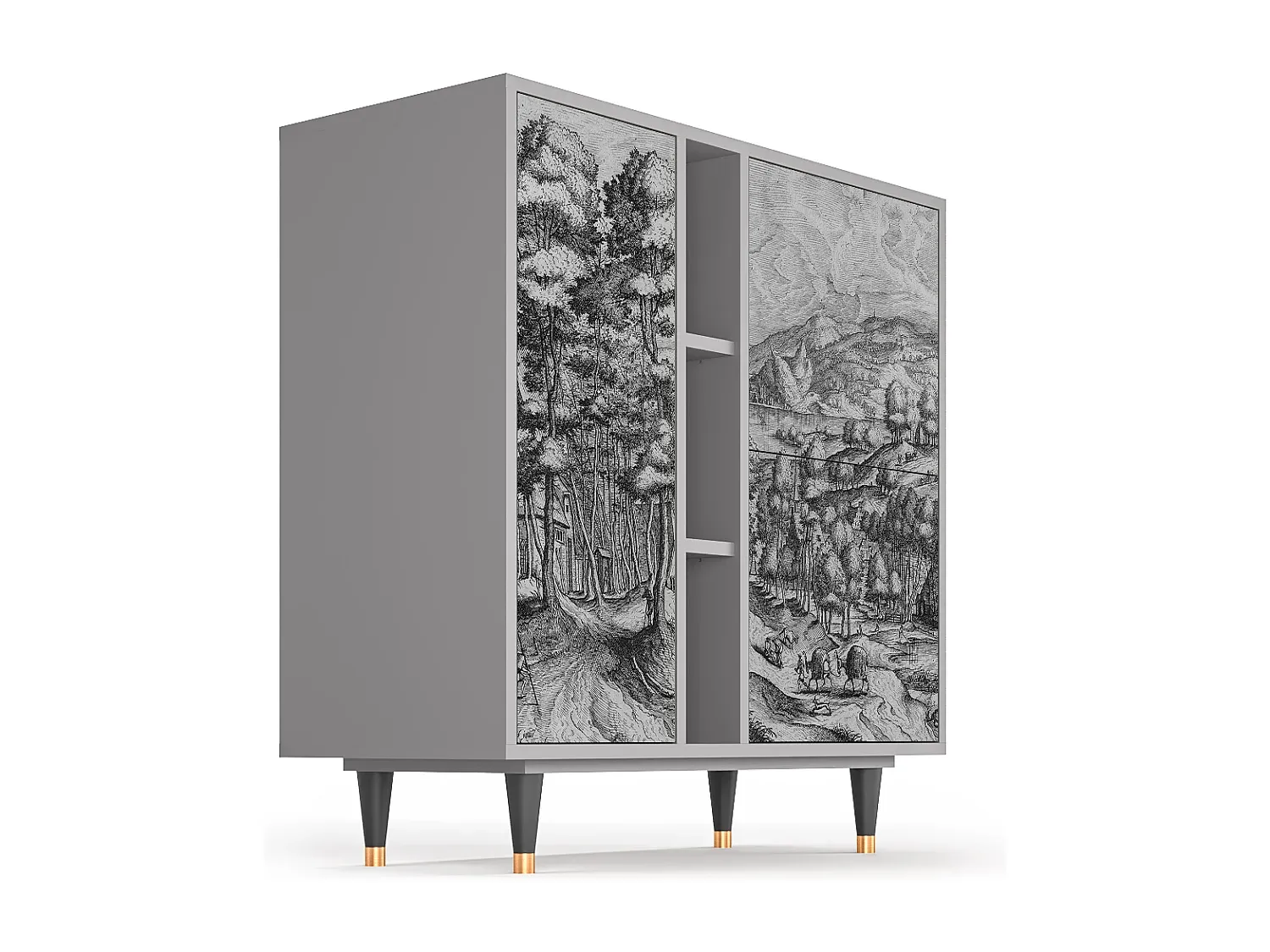 Rustikales Sideboard mit Stauraum in Grau-Basneoion