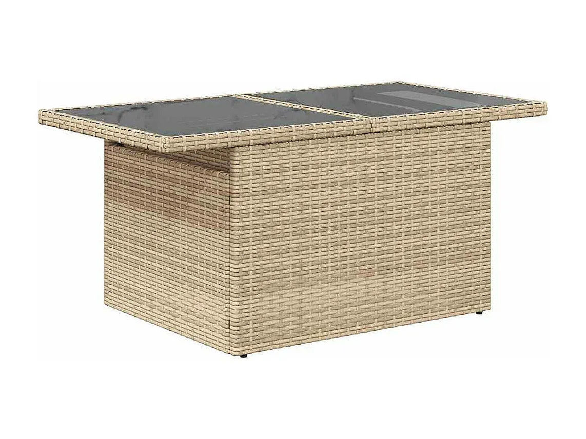 Garten-Sofagarnitur aus Poly-Rattan mit Kissen, 5-teilig, Beige-Basneoion