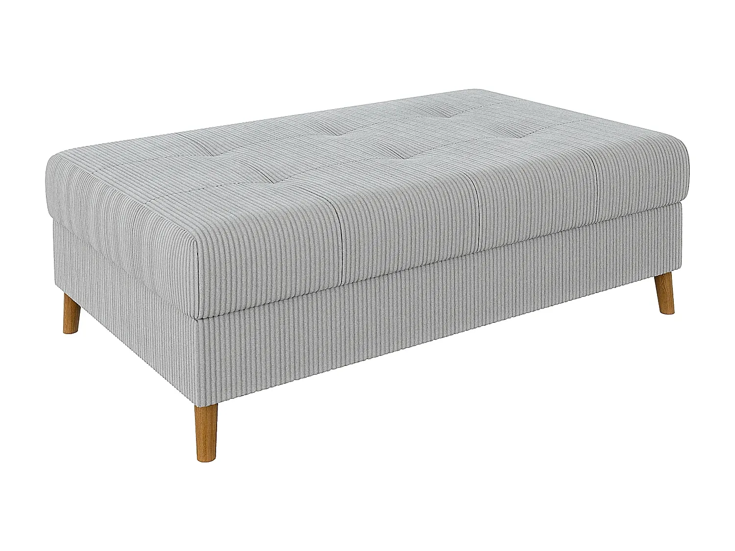 Skandinavischer Hocker mit braunen Holzfüßen in Hellgrau-Basneoion