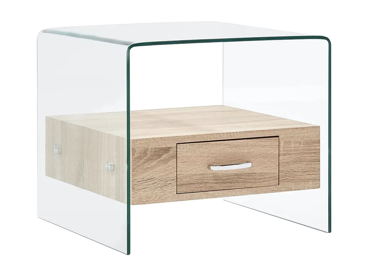 Moderner Beistelltisch mit Schublade aus Glas-Basneoion