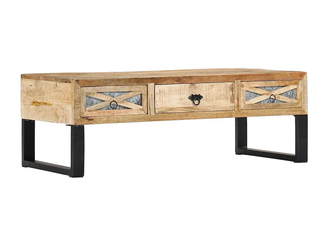 Rechteckiger Couchtisch aus Mangoholz 110x50x38 cm-Basneoion