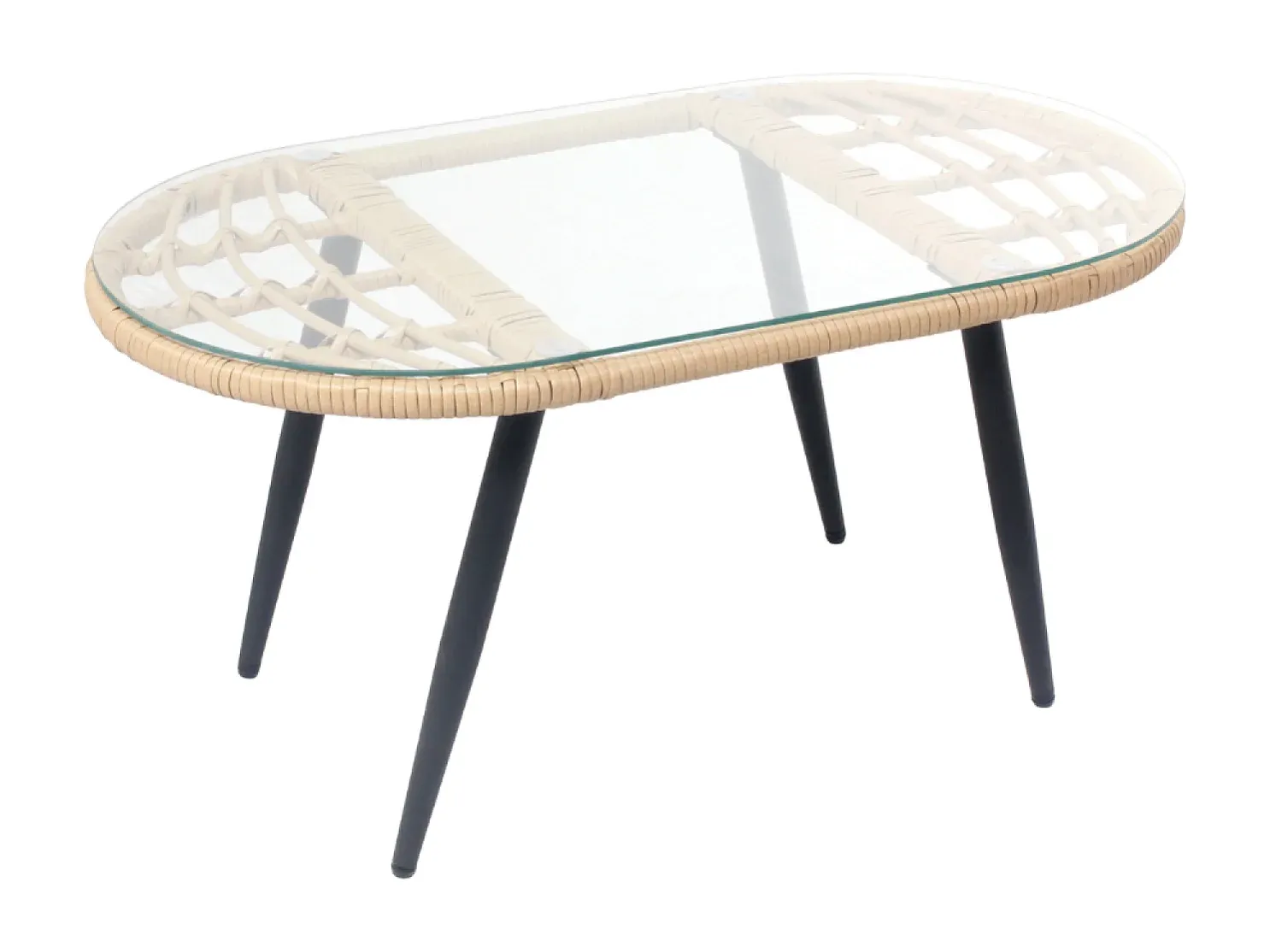 Rattan Gartenmöbelset für 4 Personen in Beige mit Sofa und Sesseln-Basneoion