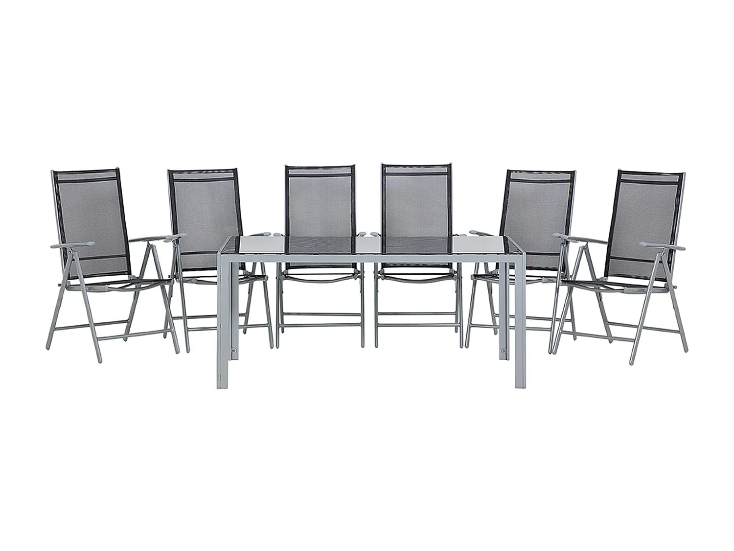 6-Personen Aluminium Gartenmöbel Set Schwarz-Basneoion
