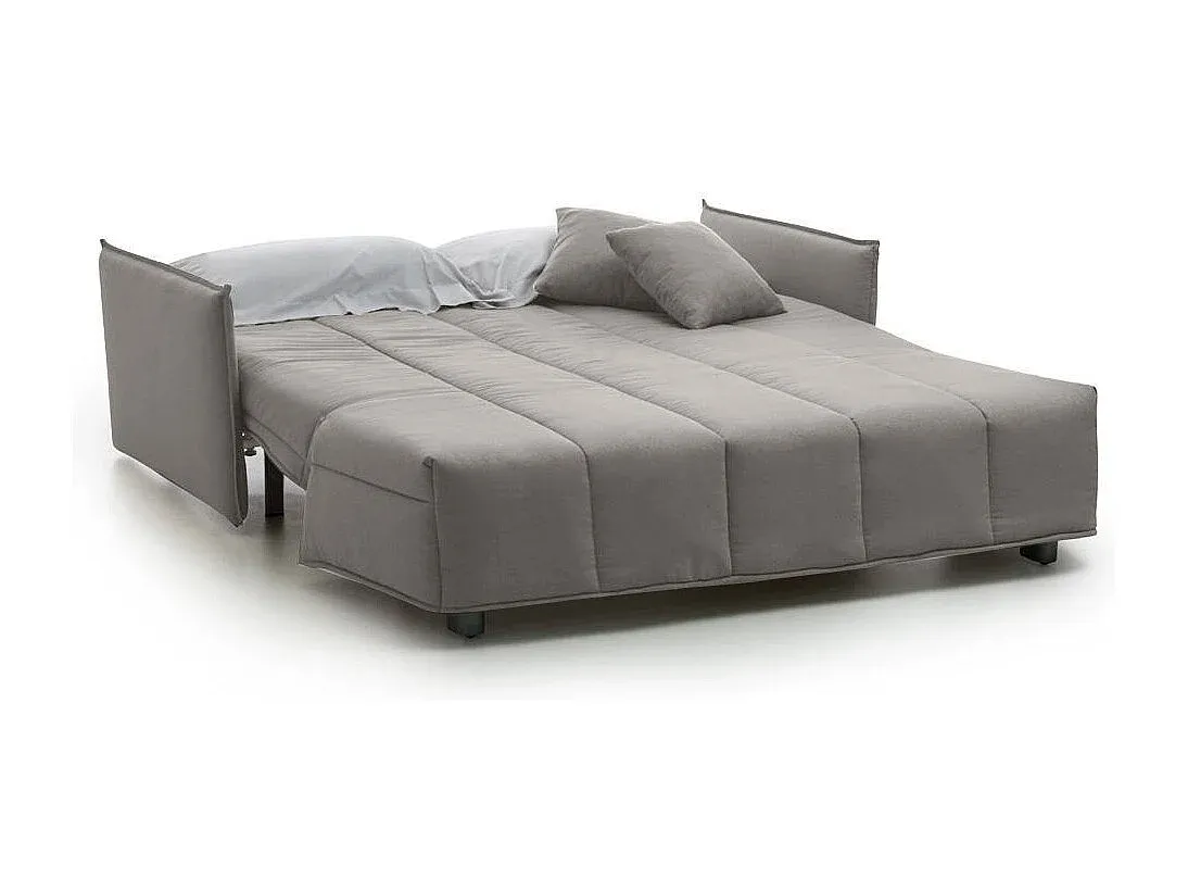 Zweier-Sofa mit Schlaffunktion in Grau, gepolstert mit Trolley-Öffnung-Basneoion