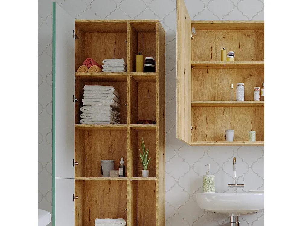 Hochschrank für Badezimmer in Mintgrün 56x30.6x193 cm-Basneoion