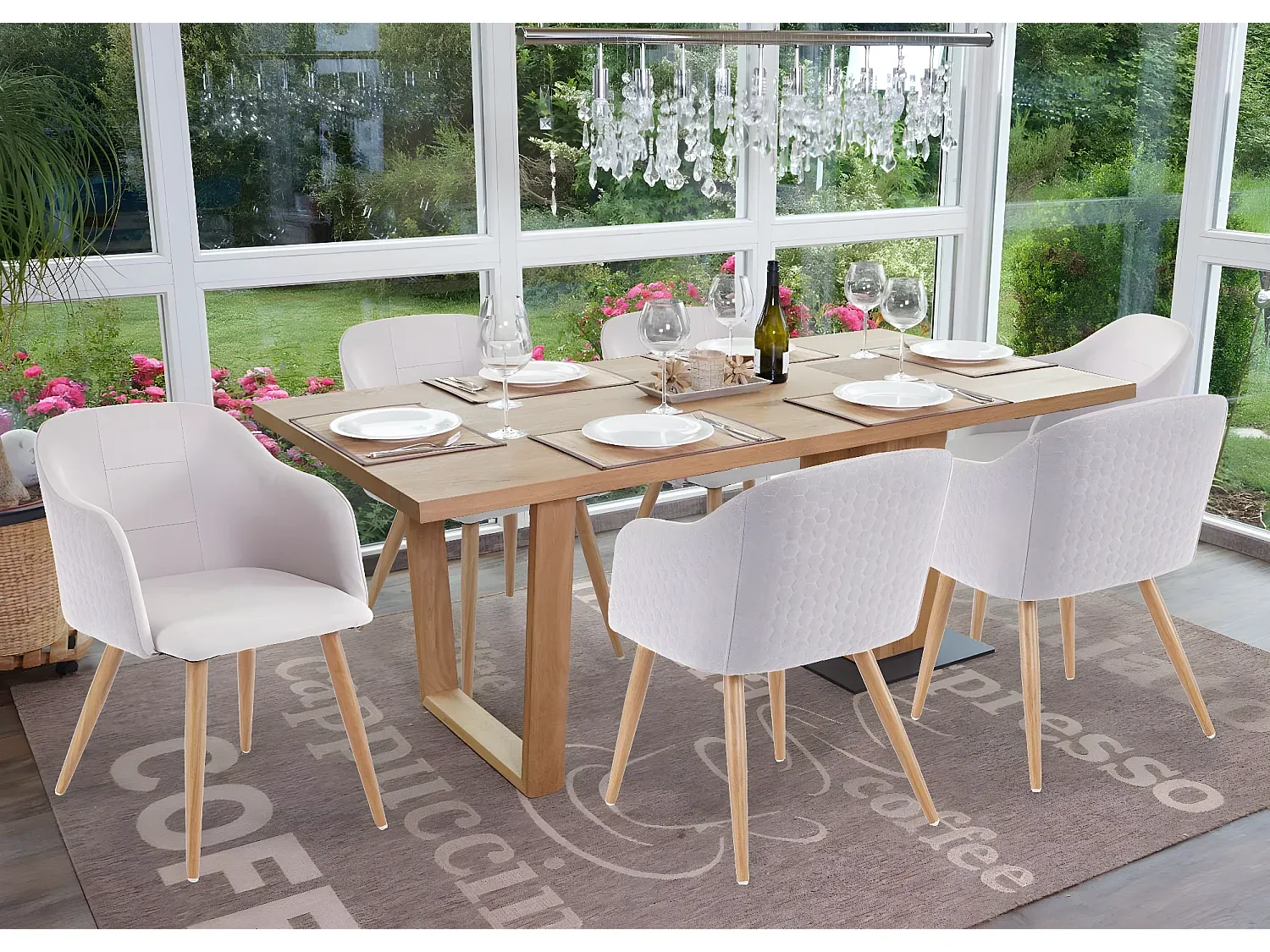 6er-Set Esszimmerstühle, Hellgrau-Basneoion