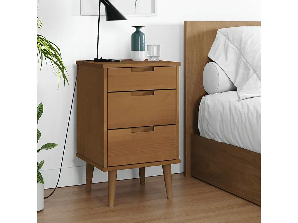 Holz-Nachttisch Braun 40x35x65 cm-Basneoion