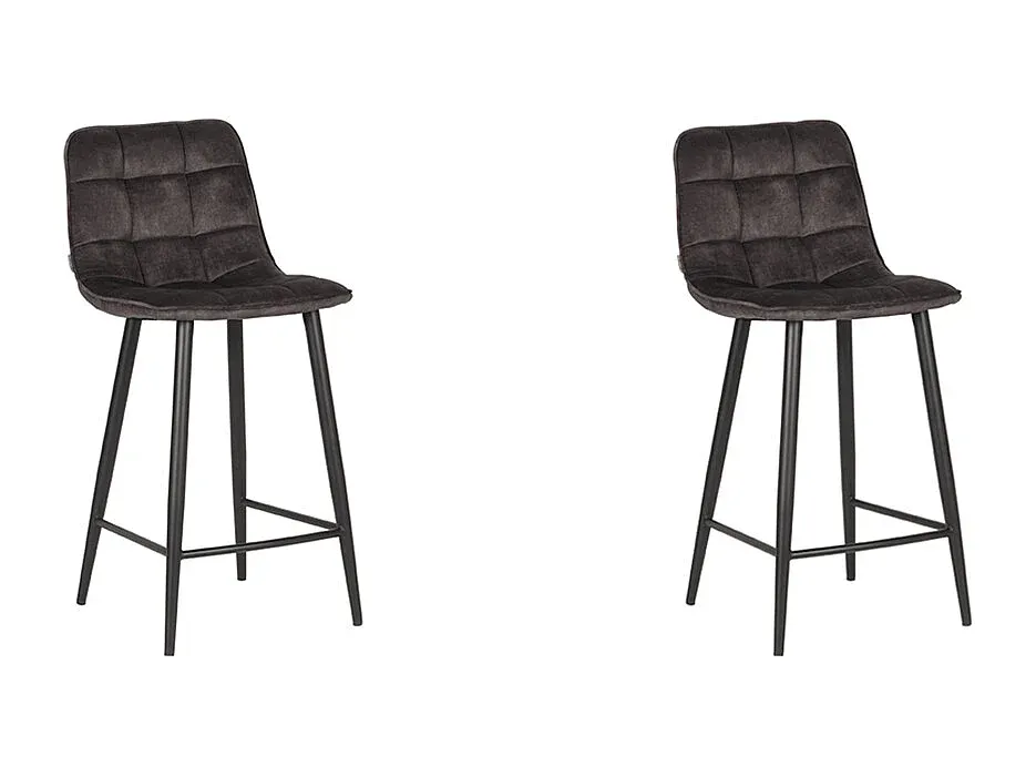 Moderner Samt-Barhocker in Anthrazit, höhenverstellbar, 2er-Set-Basneoion
