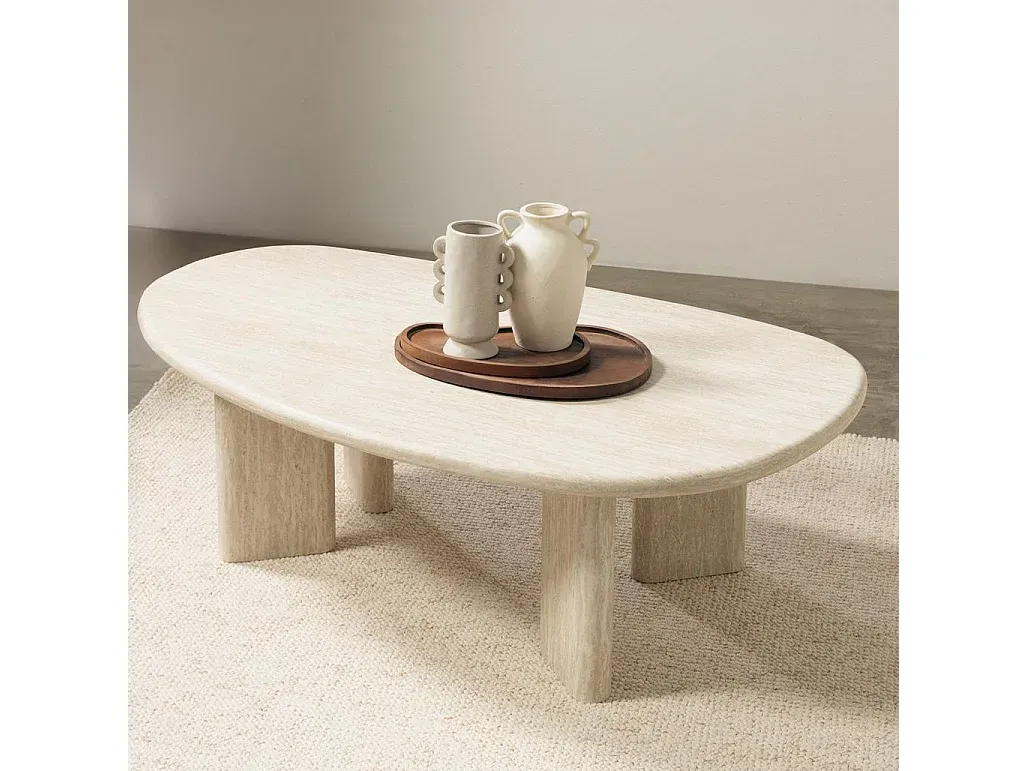 Beiger Couchtisch mit Ablage 42x130x80 cm-Basneoion