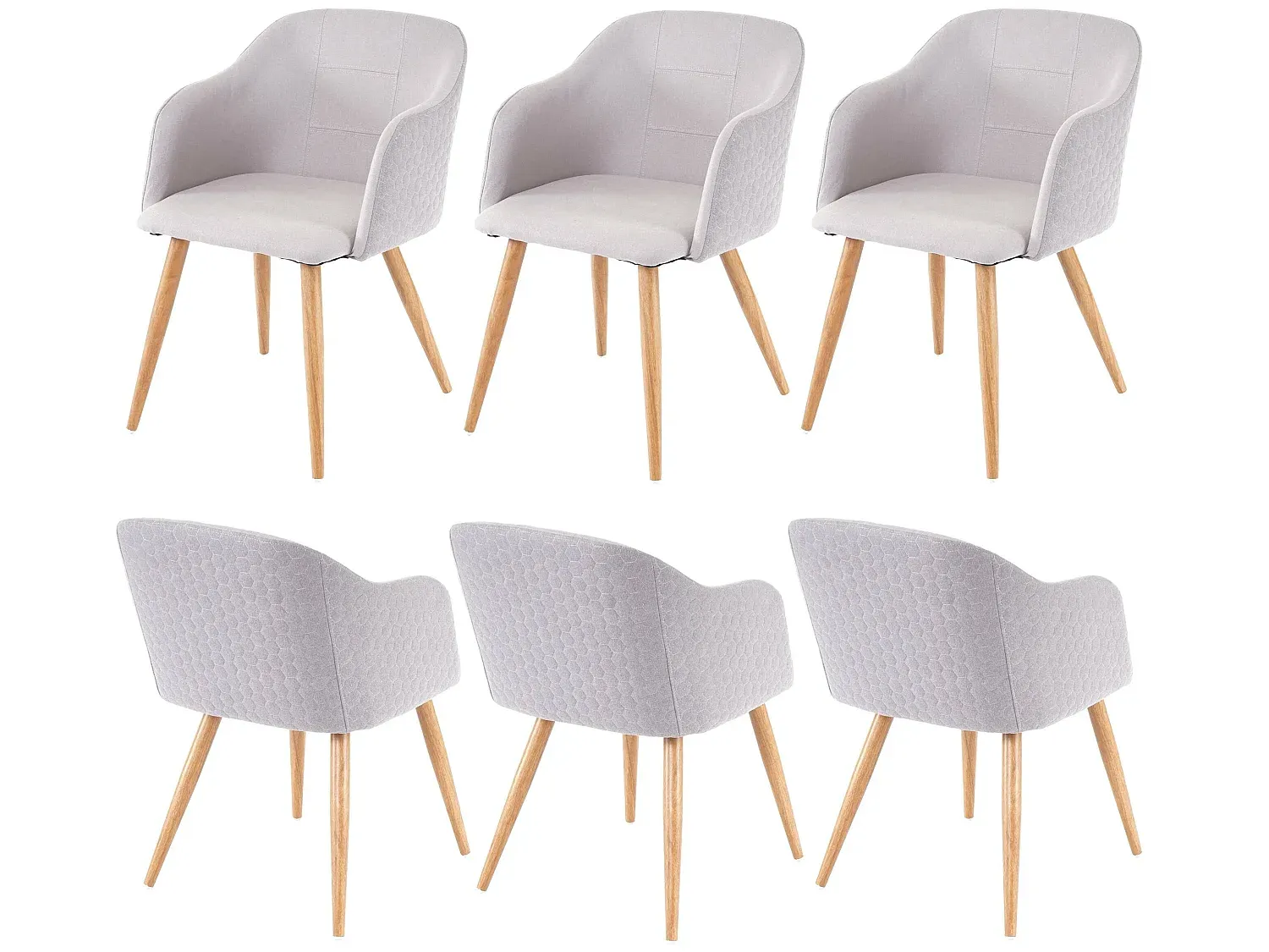 6er-Set Esszimmerstühle, Hellgrau-Basneoion