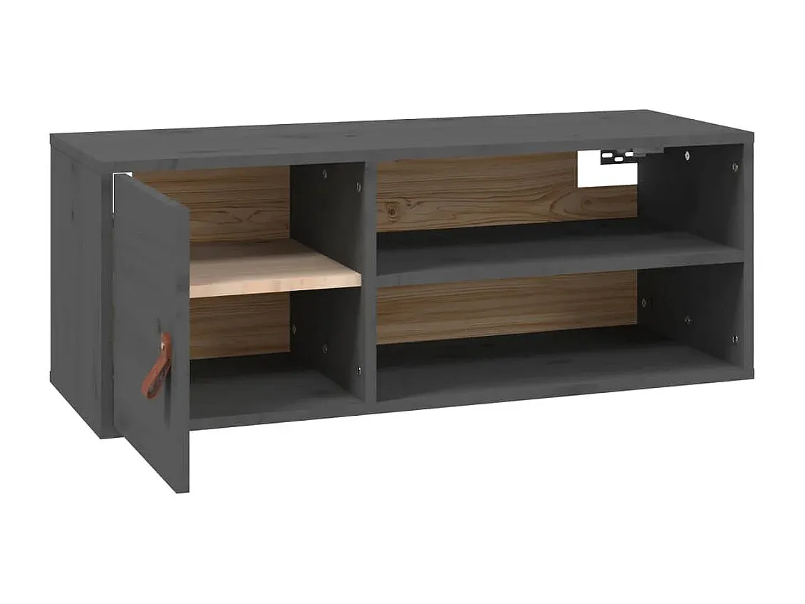 Grauer Hängeschrank aus Kiefernholz 80x30x30 cm-Basneoion