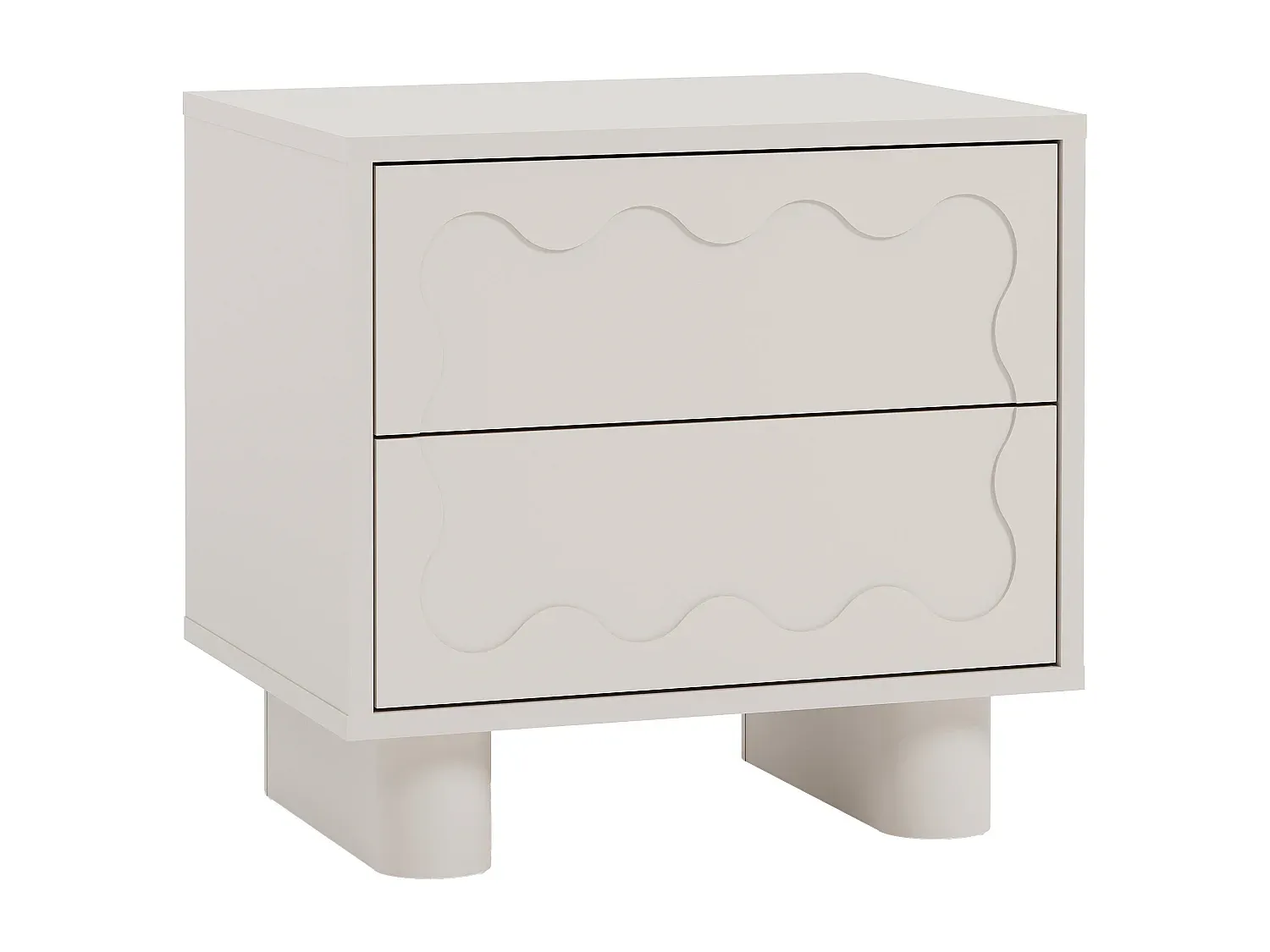 Beiger Nachttisch im 2er-Set mit Schubladen-Basneoion