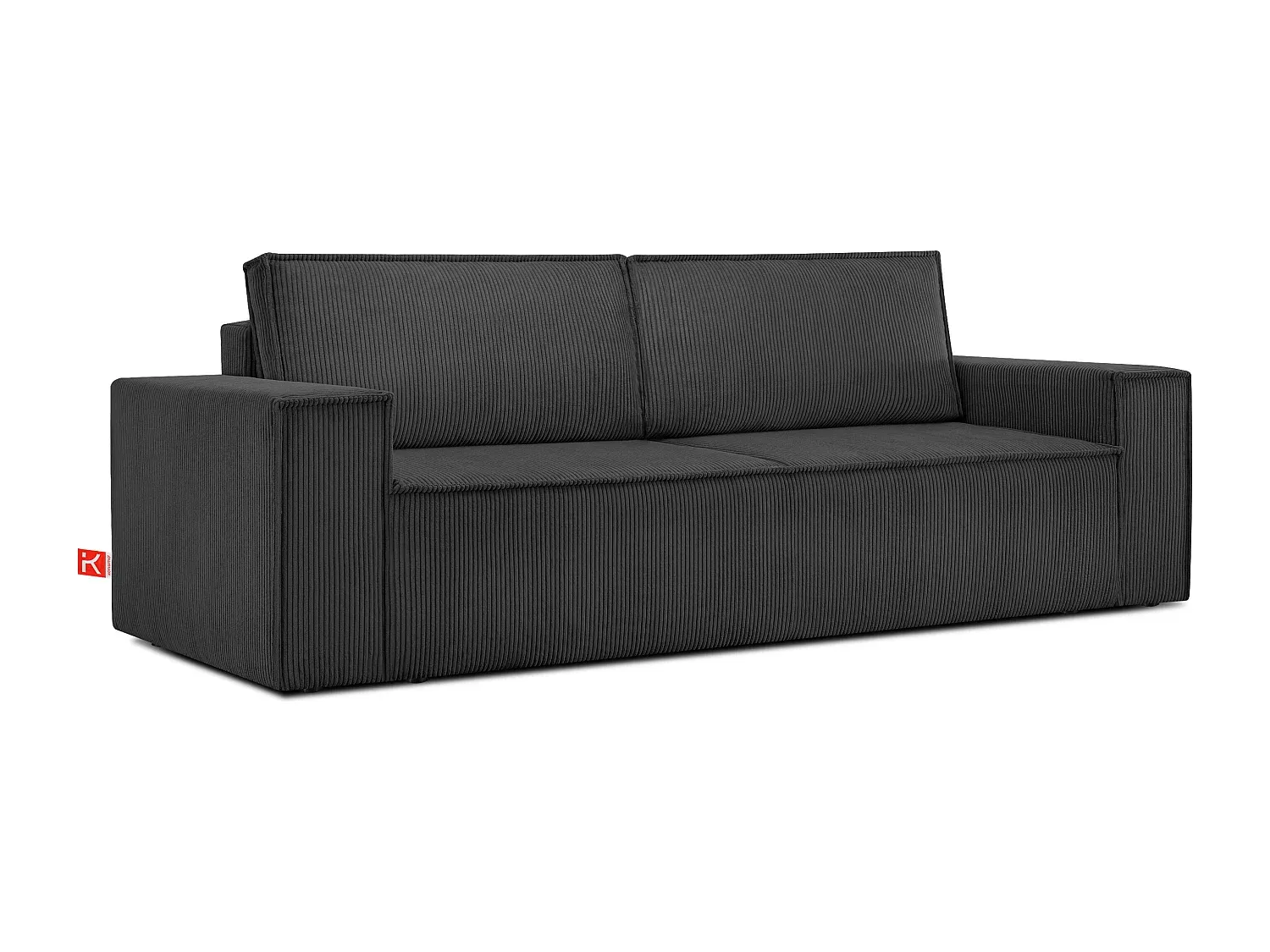 Dreiersofa mit Schlaffunktion und Haustierfreundlichem Cordstoff, dunkelgrau-Basneoion
