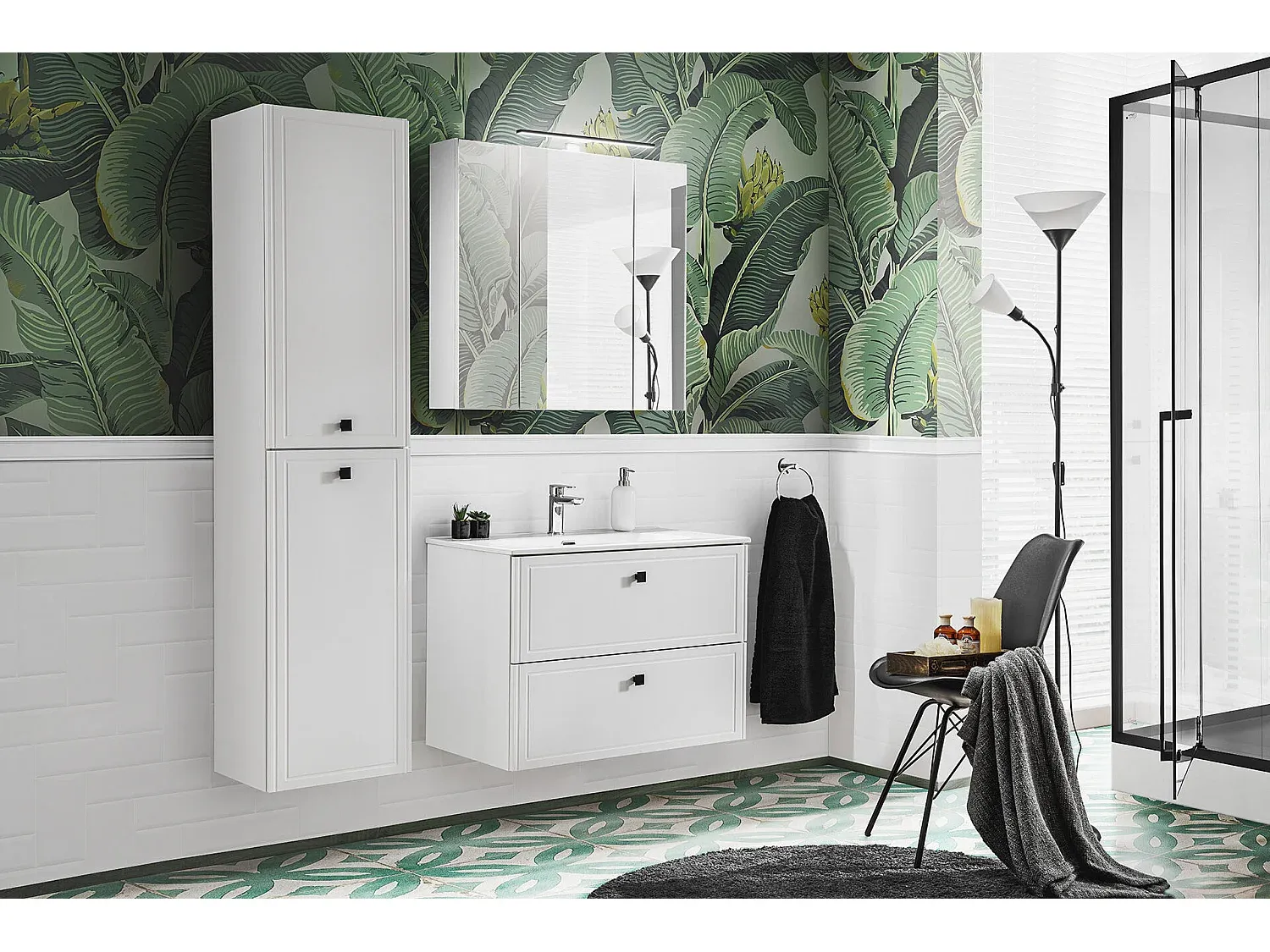 Waschbeckenunterschrank mit Türen 70x46x57 Weiß-Basneoion