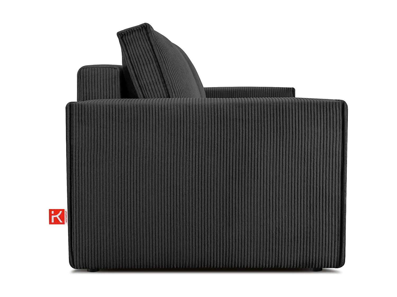 Dreiersofa mit Schlaffunktion und Haustierfreundlichem Cordstoff, dunkelgrau-Basneoion