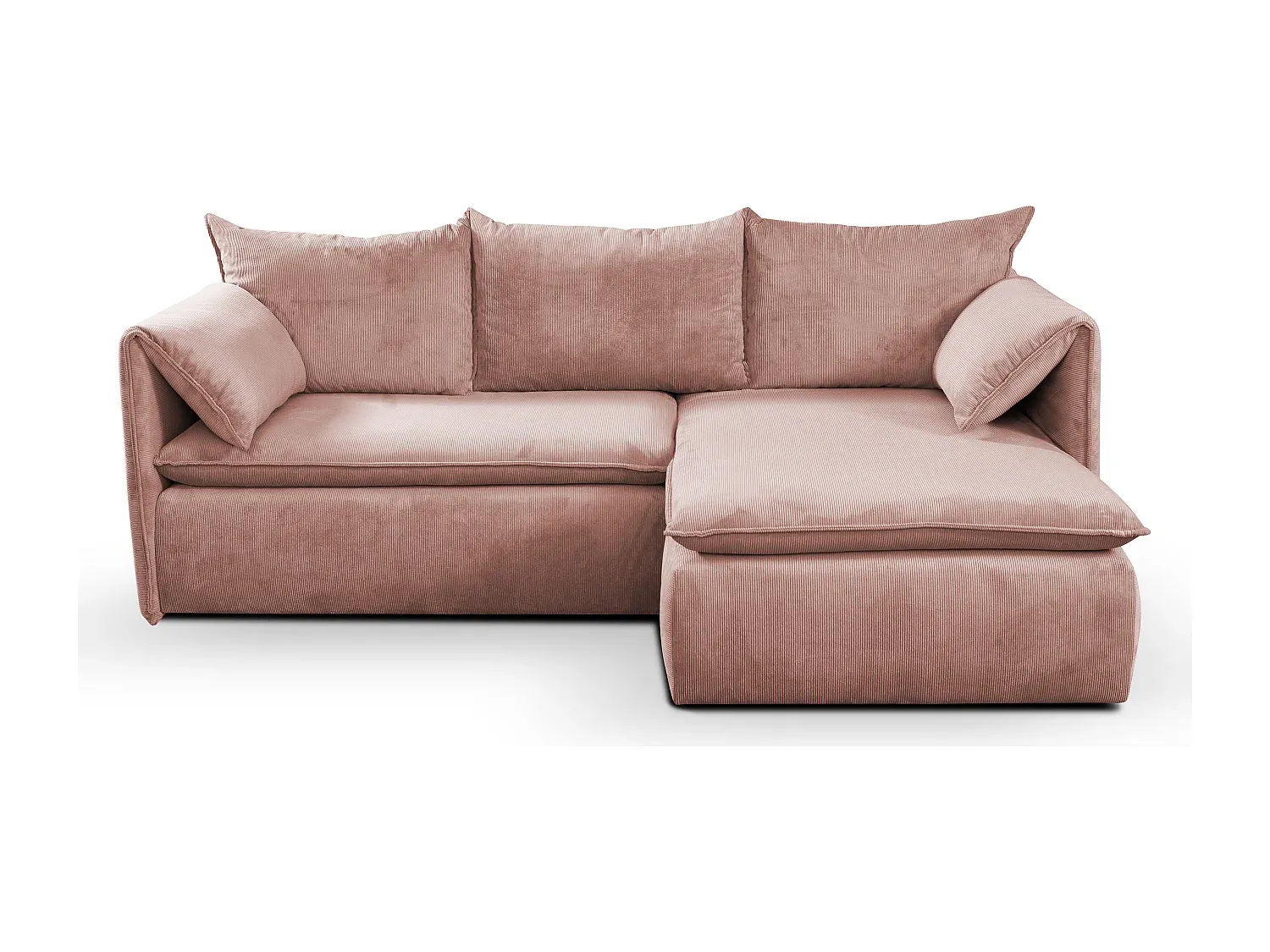 Rosa Ecksofa mit Schlaffunktion aus Cord-Basneoion