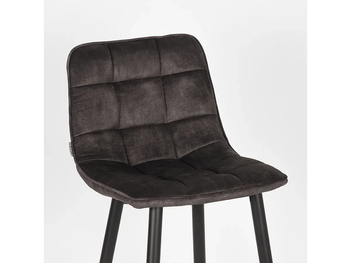 Moderner Samt-Barhocker in Anthrazit, höhenverstellbar, 2er-Set-Basneoion