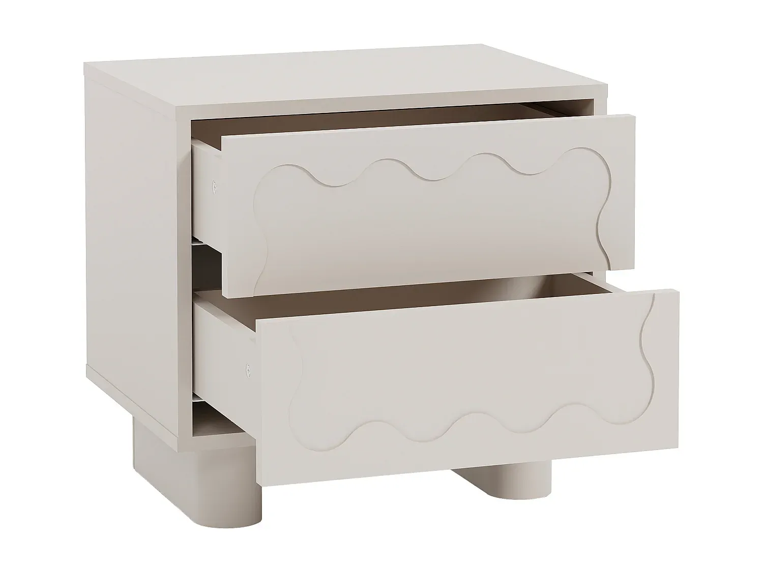 Beiger Nachttisch im 2er-Set mit Schubladen-Basneoion