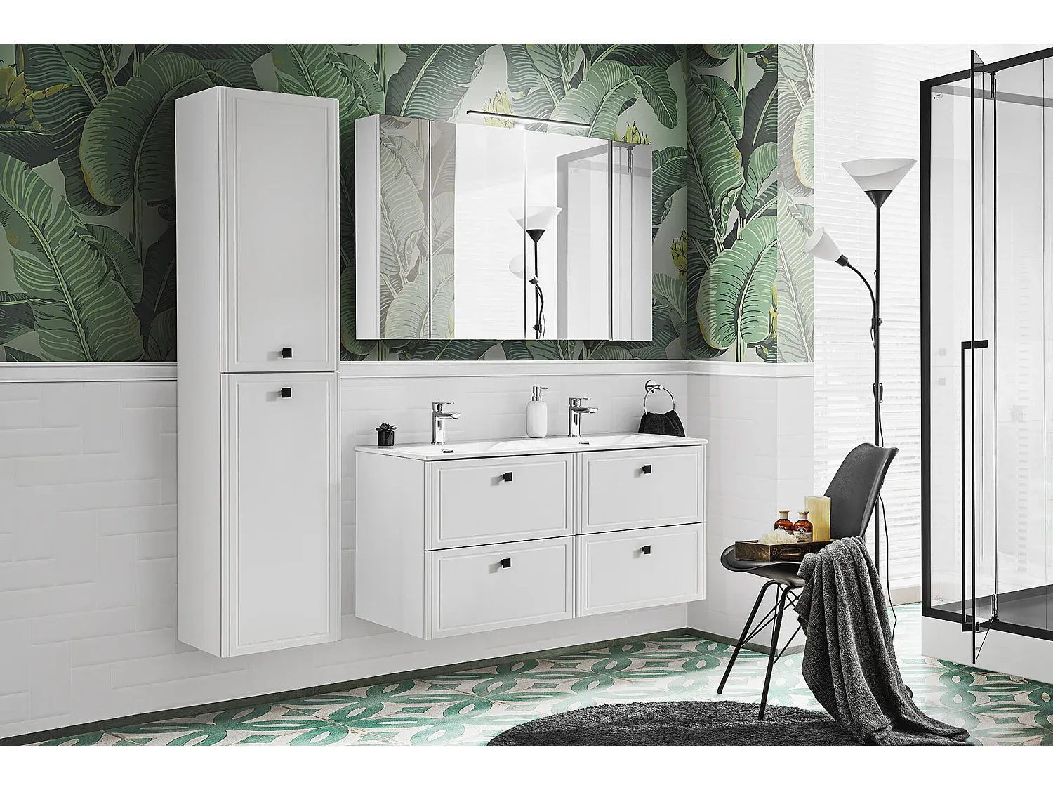 Waschbeckenunterschrank mit Türen 70x46x57 Weiß-Basneoion