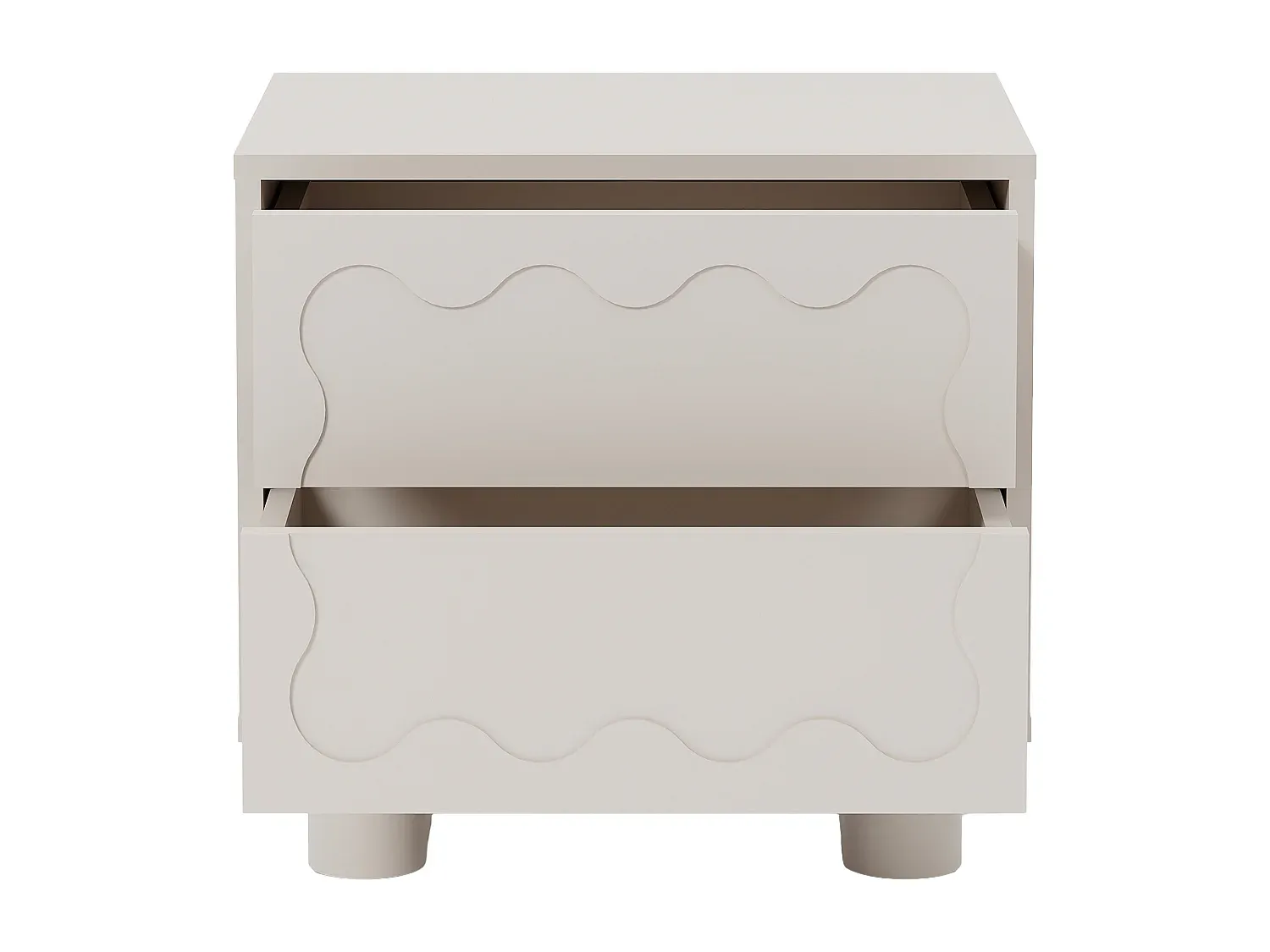 Beiger Nachttisch im 2er-Set mit Schubladen-Basneoion