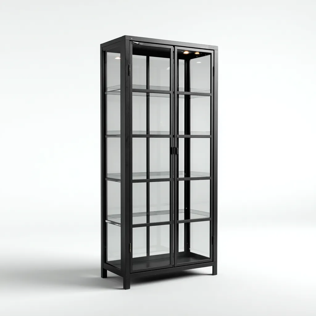 Vitrine en métal et verre 80x40x180 cm - Noir - Style contemporain-Nestgetlab